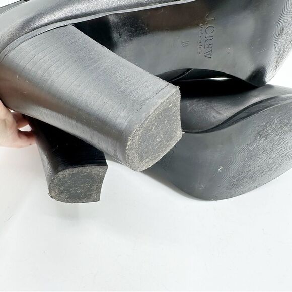 J.CREW Ankle Boots Platform Sz. 9 Black Leather Belted Made in ITALY Women's 10 - Picture 10 of 12